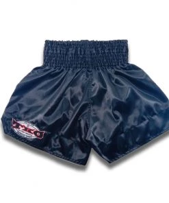 Arwut Classic Black Muay Thai Shorts Silver/Blue