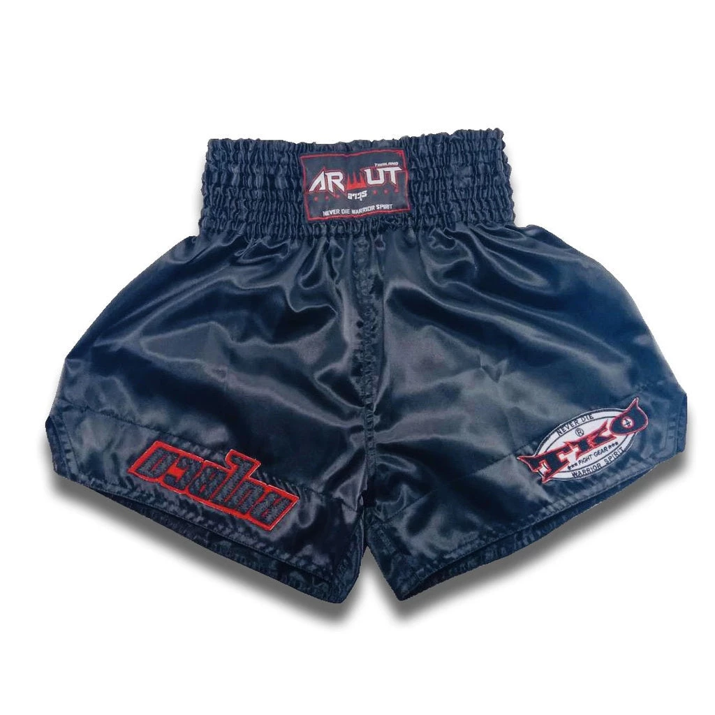 Arwut Classic Black Muay Thai Shorts Black/Red 3 Arwut Classic Black Muay Thai Shorts Black/Red