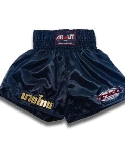 Arwut Classic Black Muay Thai Shorts Gold