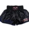 Arwut Classic Black Muay Thai Shorts Blue Trim