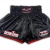 Arwut Classic Black Muay Thai Shorts Red Trims