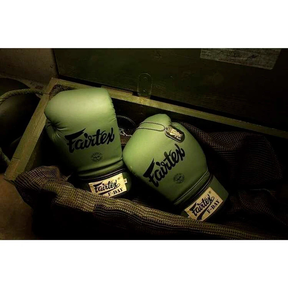 Fairtex F-Day Green Army Boxing Gloves (BGV11) 9 Fairtex F-Day Green Army Boxing Gloves (BGV11)