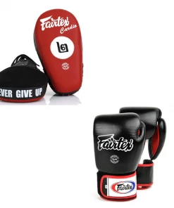 Fairtex Package 4: Black & Red Gloves + Focus Mitts