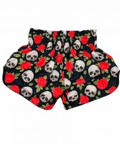 Arwut Muay Thai Shorts With Gothic Skull And Roses