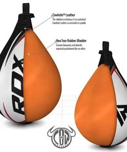 Boxing RDX - LEATHER SPEEDBALL - WHITE/RED