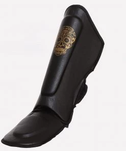 Muay Thai Shin Pads COLLECTORS ITEM GOLD SKULL – PUNCH AAA SHIN GUARDS SHIN PADS
