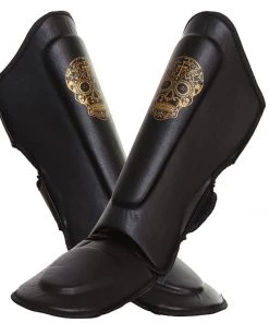 Muay Thai Shin Pads COLLECTORS ITEM GOLD SKULL – PUNCH AAA SHIN GUARDS SHIN PADS
