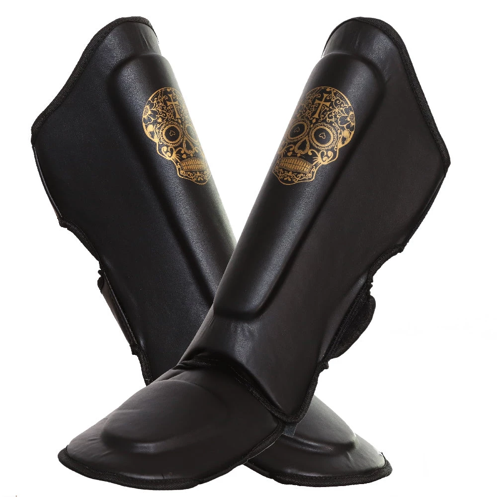 Muay Thai Shin Pads COLLECTORS ITEM GOLD SKULL – PUNCH AAA SHIN GUARDS SHIN PADS 3 Muay Thai Shin Pads COLLECTORS ITEM GOLD SKULL – PUNCH AAA SHIN GUARDS SHIN PADS