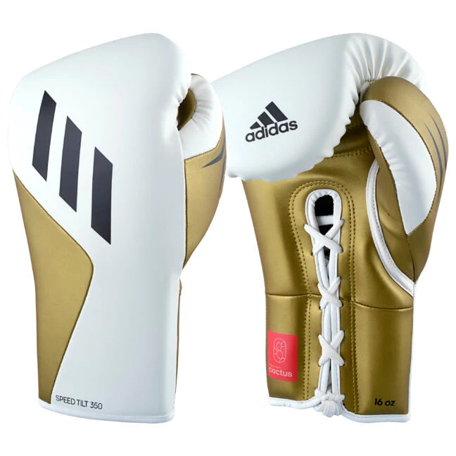 Adidas Tilt 350 Pro Training Lace-up White Metallic Gold Boxing Gloves 3 Adidas Tilt 350 Pro Training Lace-up White Metallic Gold Boxing Gloves