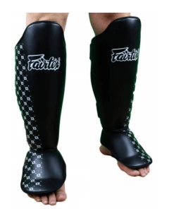 Fairtex Package 5: Black Gloves + Shin Guards + Gear Bag + Hand Wraps Muay Thai