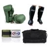 Fairtex Package 1: F-Day Gloves + Shin Guards + Gear Bag + Hand Wraps